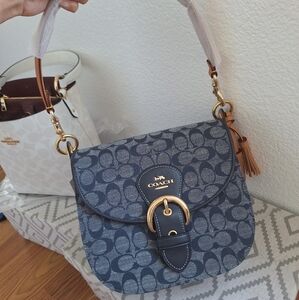 NWT NEW coach c8514 Coach KLEO SHOULDER BAG 23 IN SIGNATURE CHAMBRAY $478